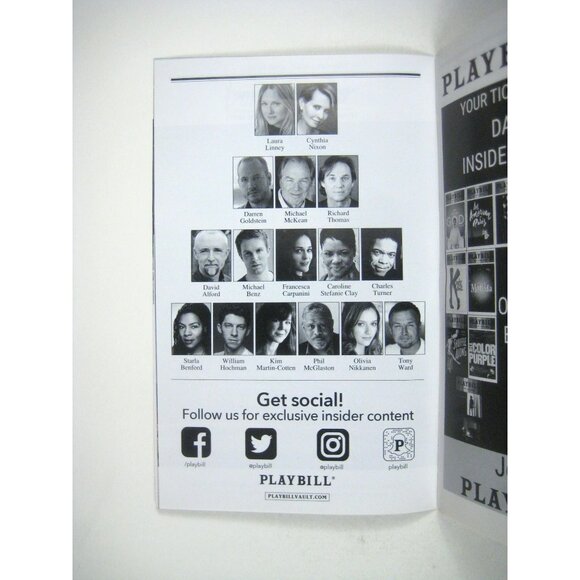 Little Foxes Playbill Opening Night 2017 Laura Linney Cynthia Nixon Manhattan - Picture 4 of 7